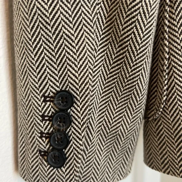 MICHAEL KORS Herringbone Suit Blazer SZ 12 Equestrian Campus Dark Academia